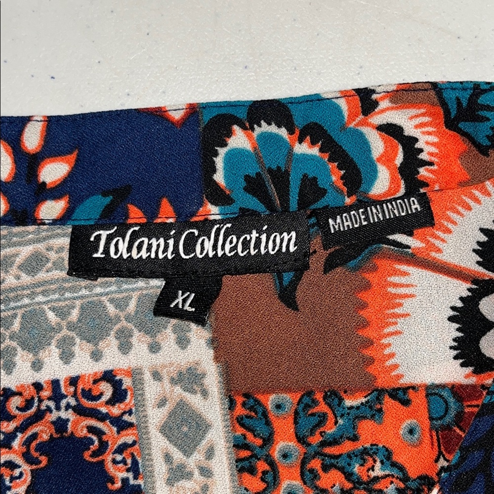 Tolani Collection Size XL Patchwork Print Henley Tunic Blouse Top - Picture 6 of 6